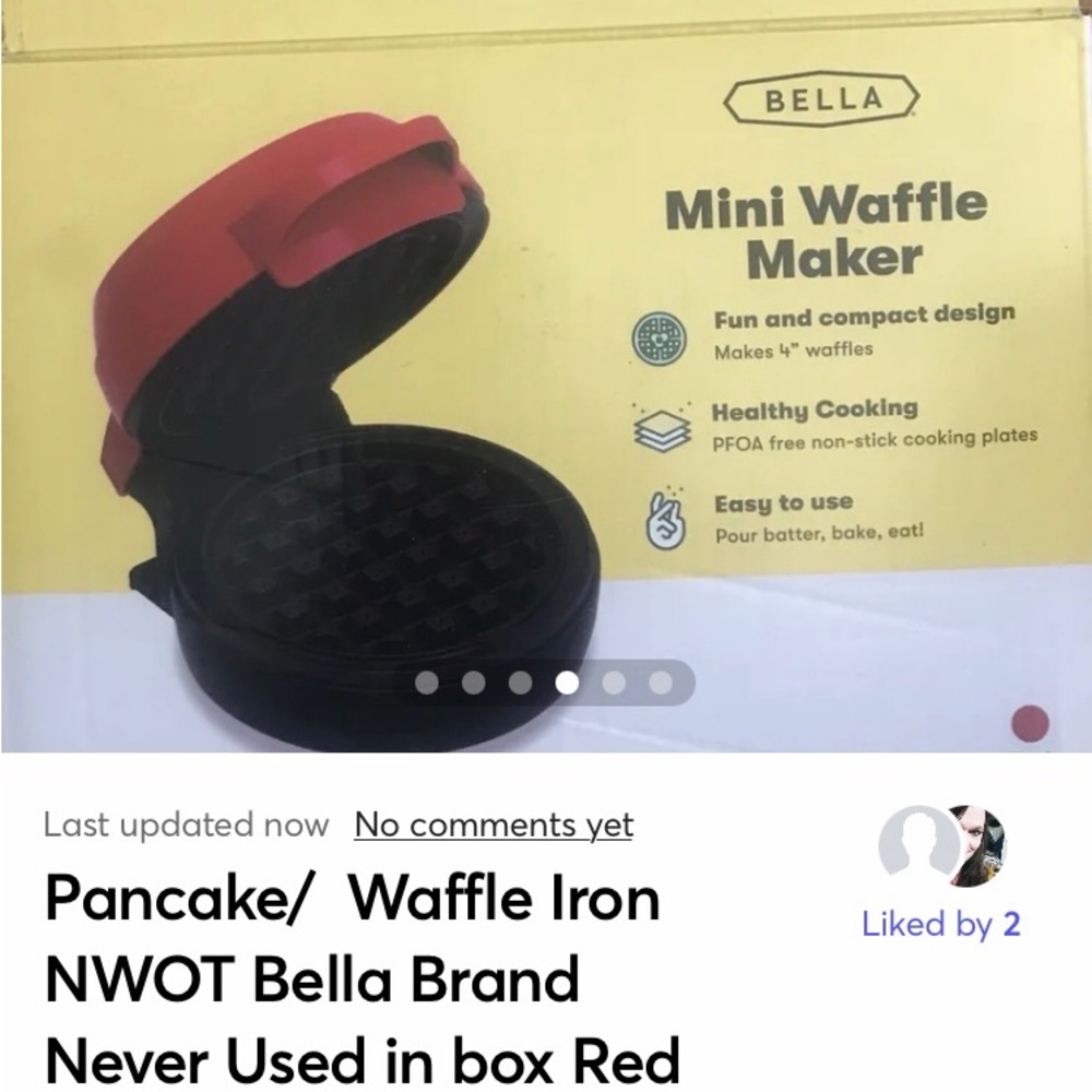 Pancake/  Waffle Iron NWOT Bella Brand  Never Used in box Red